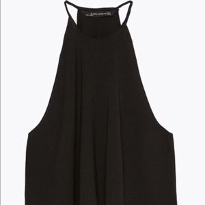 ZARA BLACK HALTER LOOSE CROP TOP SIZE M